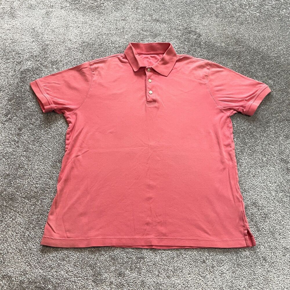 Unbranded Polo Shirt Mens Large Pink Solid Collared Golf Rugby Cotton Preppy